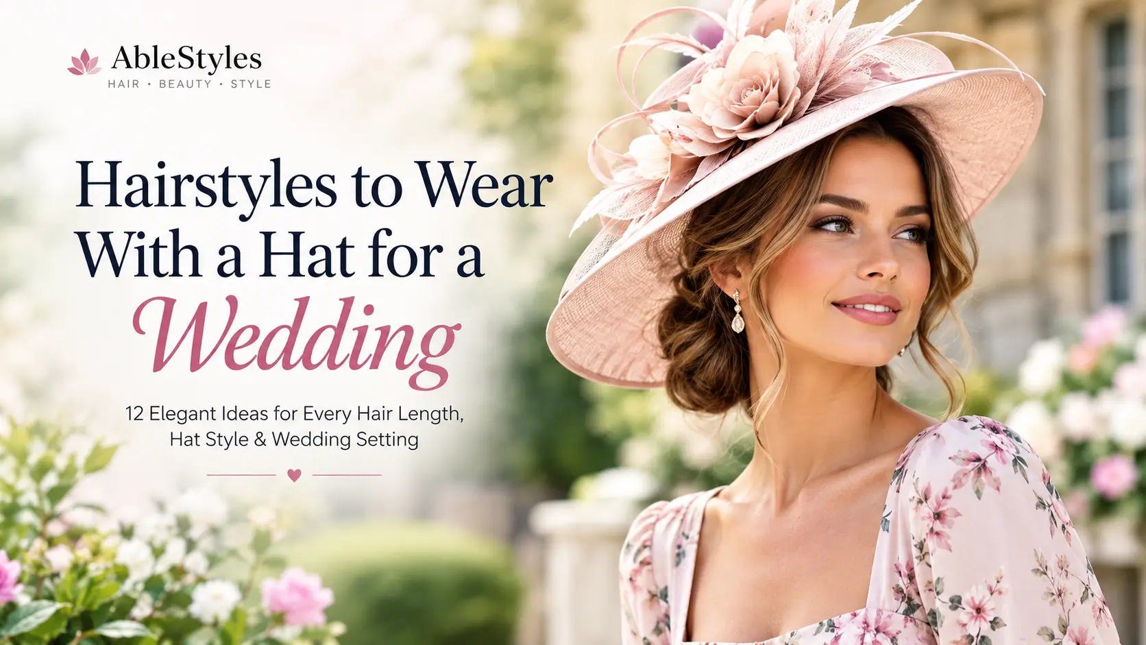 Elegant wedding guest hairstyles paired with occasion hats and fascinators